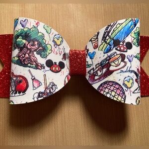 Handmade Glittery Disney Parks Bow with French Barrette